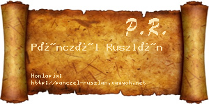 Pánczél Ruszlán névjegykártya